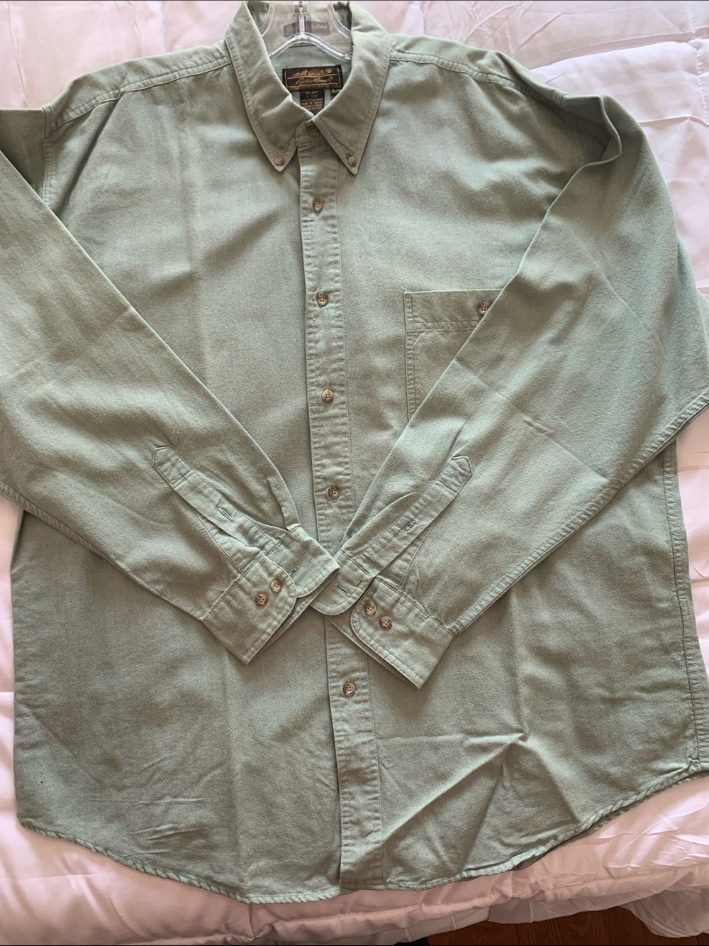 Eddie Bauer Men's Button-Down Oxford Shirt in Light Sage Green Men’s Large